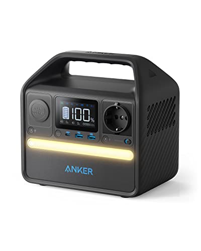 Anker 521 Powerhouse Ladestation, tragbare Powerstation 256Wh, Kompakter Stromgenerator, 200W 5-Anschlüsse, 1 Steckdose, 60W USB-C PD Leistung, LED-Licht, LiFePo4 Akku für Camping & Stromausfälle von Anker