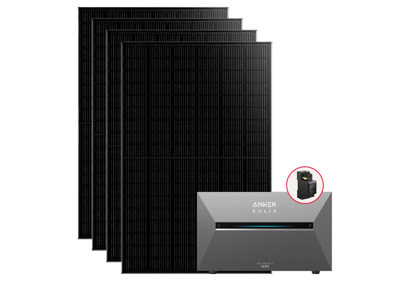 Anker Balkonkraftwerk, 1760 W, Monokristallin, (Set, 4 Solarmodule + Anker Solarbank 3 Pro + Smart Zähler) von Anker