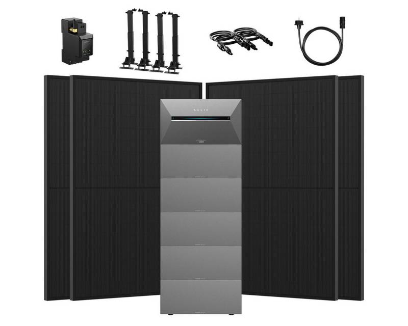 Anker Balkonkraftwerk 1760W Anker SOLIX Solarbank 3 E2700 Pro mit Zusatzsakkus und MC4 Kabel, (Smart Meter und 4x JASolar 440Wp Full Black im Lieferumfang enthalten), Speicher mit integriertem Wechselrichter, All-in-One 2,668kWh Akku von Anker