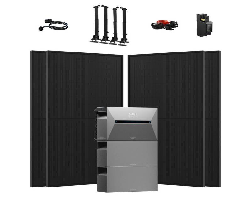 Anker Balkonkraftwerk 1800W Anker Solix Solarbank 2 E1600 Pro mit Zusatzsakkus, (4 x JA Solar 450Wp Paneele und Smart Meter im Lieferumfang enthalten), Speicher mit integriertem Wechselrichter, All-in-One 1600 Wh Akku von Anker