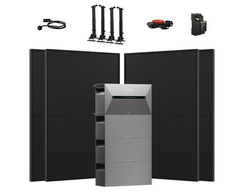 Anker Balkonkraftwerk 1800W Anker Solix Solarbank 2 E1600 Pro mit Zusatzsakkus, (4 x JA Solar 450Wp Paneele und Smart Meter im Lieferumfang enthalten), Speicher mit integriertem Wechselrichter, All-in-One 1600 Wh Akku von Anker