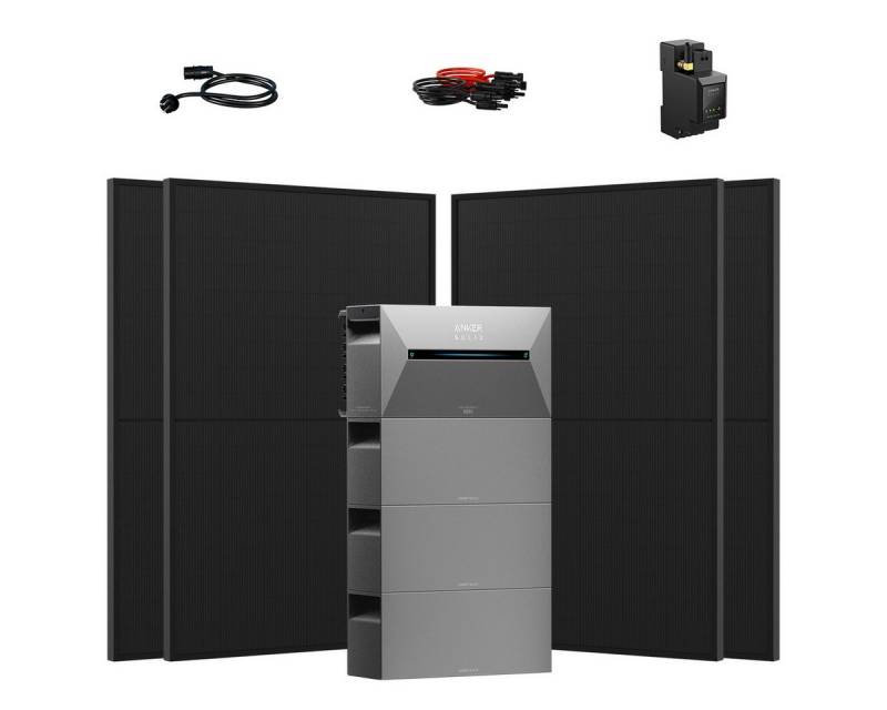 Anker Balkonkraftwerk 1760W Anker Solix Solarbank 2 E1600 Pro mit Zusatzsakkus, (4 x JA Solar 440Wp Paneele und Smart Meter im Lieferumfang enthalten), Speicher mit integriertem Wechselrichter, All-in-One 1600 Wh Akku von Anker