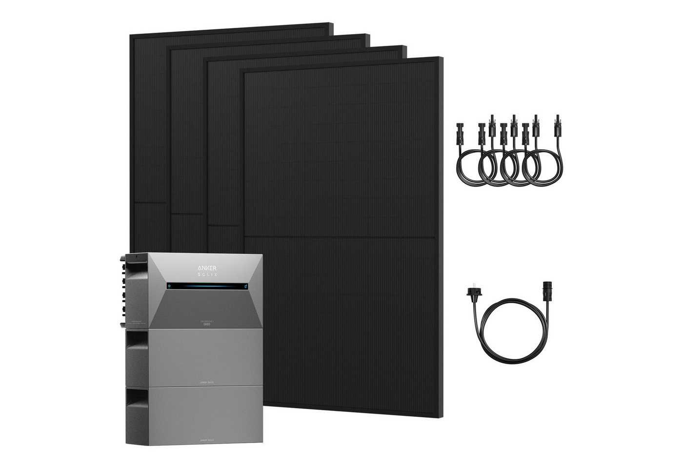 Anker Balkonkraftwerk 2000W Anker Solix Solarbank 2 E1600 Pro mit Zusatzsakkus, (4 x JA Solar 500Wp Paneele und Smart Meter im Lieferumfang enthalten), Speicher mit integriertem Wechselrichter, All-in-One 1600 Wh Akku von Anker