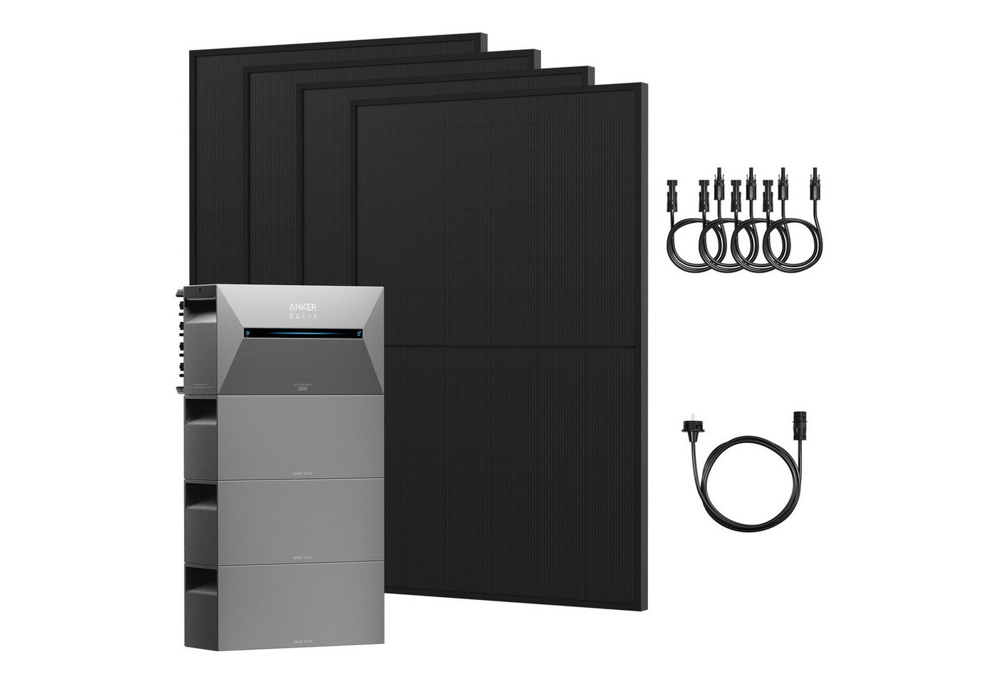 Anker Balkonkraftwerk 2000W Anker Solix Solarbank 2 E1600 Pro mit Zusatzsakkus, (4 x JA Solar 500Wp Paneele und Smart Meter im Lieferumfang enthalten), Speicher mit integriertem Wechselrichter, All-in-One 1600 Wh Akku von Anker