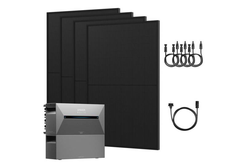 Anker Balkonkraftwerk 2000W Anker Solix Solarbank 2 E1600 Pro mit Zusatzsakkus, (4 x JA Solar 500Wp Paneele und Smart Meter im Lieferumfang enthalten), Speicher mit integriertem Wechselrichter, All-in-One 1600 Wh Akku von Anker