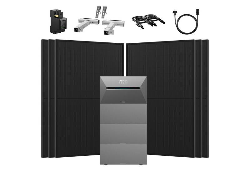 Anker Balkonkraftwerk 2700W Komplettset Solaranlage Anker SOLIX 3 E2700 Pro Speicher, (Smart Meter und 6x JASolar 450Wp Full Black im Lieferumfang enthalten), Speicher mit integriertem Wechselrichter, All-in-One 2,668kWh Akku von Anker