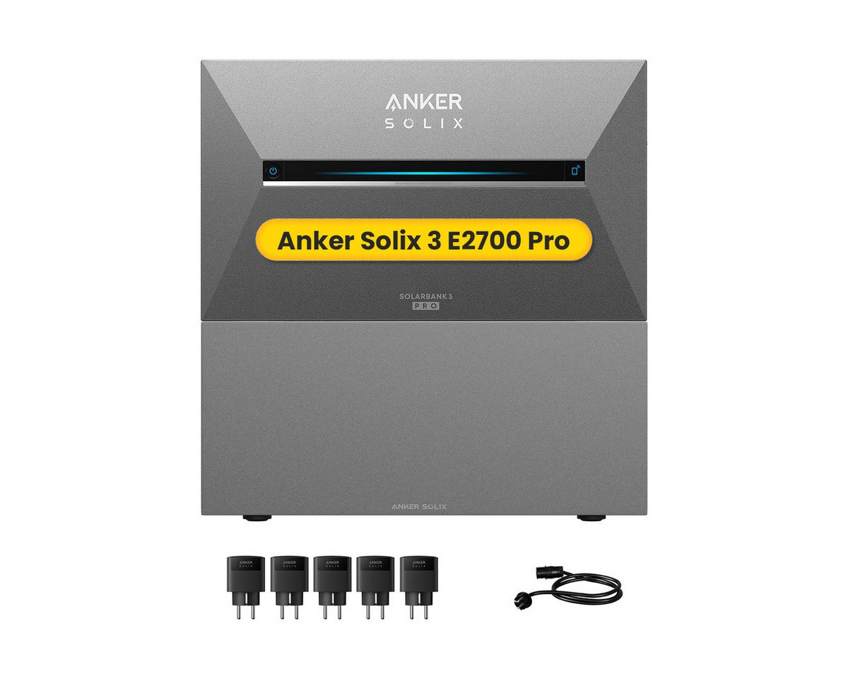 Anker Balkonkraftwerk Anker SOLIX Solarbank 3 E2700 Pro mit Zusatzsakkus und Smart Plug, (Smart Plug und Anker Solarbank 3 E2700 Pro im Lieferumfang enthalten), Speicher mit integriertem Wechselrichter, All-in-One 2,668kWh Akku von Anker