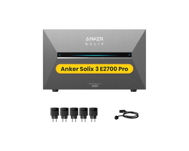 Anker Balkonkraftwerk Anker SOLIX Solarbank 3 E2700 Pro mit Zusatzsakkus und Smart Plug, (Smart Plug und Anker Solarbank 3 E2700 Pro im Lieferumfang enthalten), Speicher mit integriertem Wechselrichter, All-in-One 2,668kWh Akku von Anker