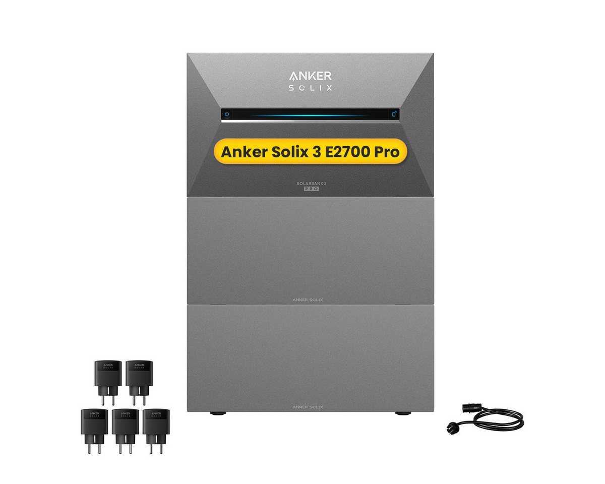 Anker Balkonkraftwerk Anker SOLIX Solarbank 3 E2700 Pro mit Zusatzsakkus und Smart Plug, (Smart Plug und Anker Solarbank 3 E2700 Pro im Lieferumfang enthalten), Speicher mit integriertem Wechselrichter, All-in-One 2,668kWh Akku von Anker