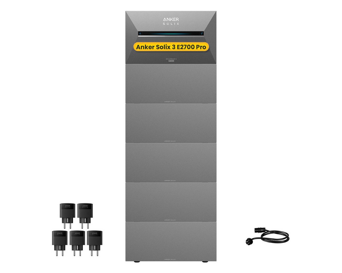 Anker Balkonkraftwerk Anker SOLIX Solarbank 3 E2700 Pro mit Zusatzsakkus und Smart Plug, (Smart Plug und Anker Solarbank 3 E2700 Pro im Lieferumfang enthalten), Speicher mit integriertem Wechselrichter, All-in-One 2,668kWh Akku von Anker