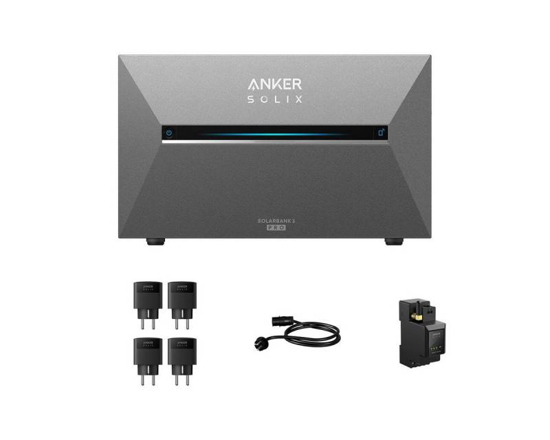 Anker Balkonkraftwerk Anker SOLIX Solarbank 3 E2700 Pro mit Zusatzsakkus und Smart Plug, (Smart Meter und 4x Anker Smart Plug im Lieferumfang enthalten), Speicher mit integriertem Wechselrichter, All-in-One 2,668kWh Akku von Anker