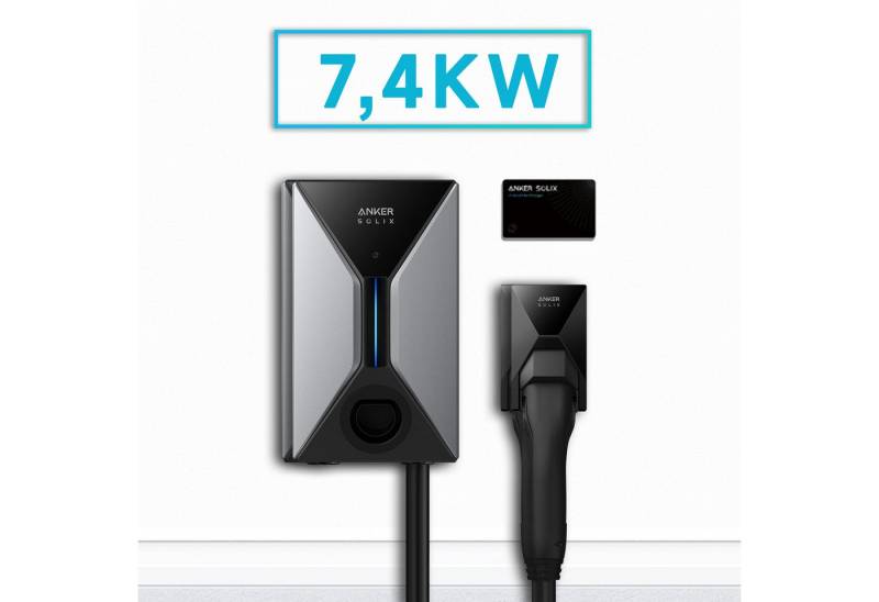 Anker Elektroauto-Ladestation Anker SOLIX V1 Smartes Ladegerät für E-Autos - 7.4kW/11kW/22kW, mit 1x RFID-Karte, Cable Version von Anker