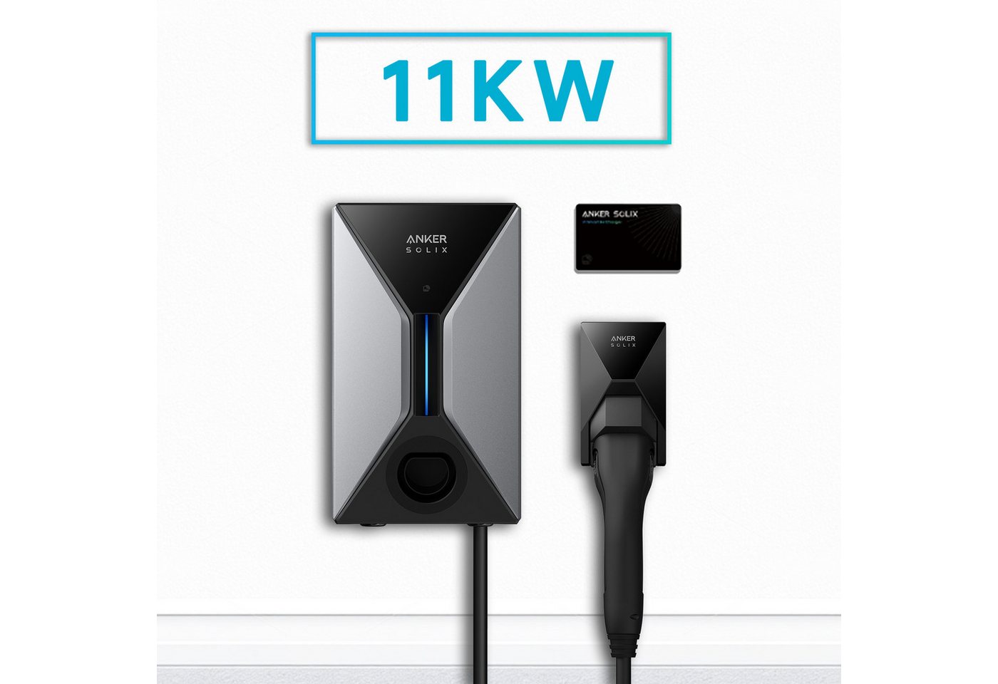 Anker Elektroauto-Ladestation Anker SOLIX V1 Smartes Ladegerät für E-Autos - 7.4kW/11kW/22kW, mit 1x RFID-Karte, Cable Version von Anker