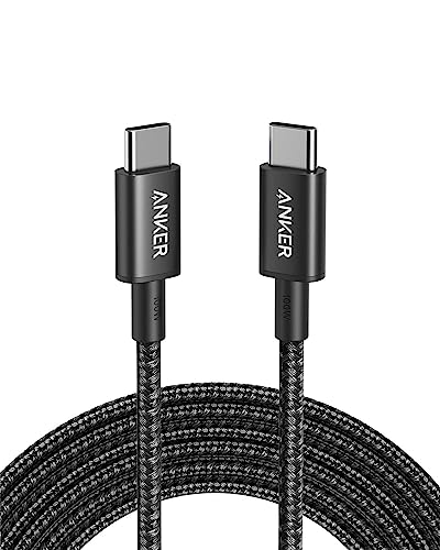 Anker New Nylon USB-C auf USB-C Ladekabel, 100W Typ-C Ladekabel 3m lang, Schnellladeleistung für MacBook Pro 2020, iPad Pro 2020, iPad Air 4, Galaxy S20 Plus S9, Pixel, Switch,LG V20 und mehr(Schwarz) von Anker