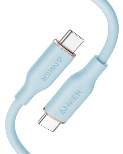 Anker PowerLine III Flow, USB-C auf USB-C Ladekabel 100W 180cm, Typ-C Kabel, Kompatibel mit MacBook Pro 2020, iPad Pro, iPad Air, Galaxy S20, Pixel, Switch, LG (in Babyblau) von Anker