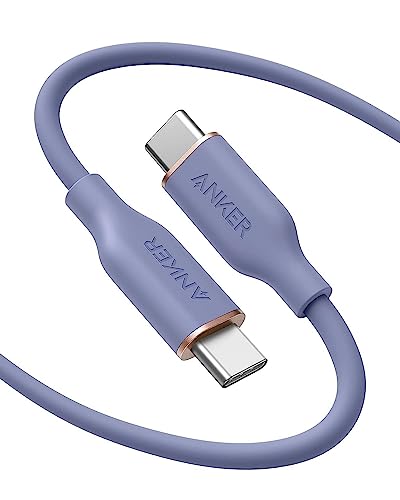 Anker PowerLine III Flow, USB-C auf USB-C Ladekabel 100W 180cm, Typ-C Kabel, Kompatibel mit iPad Mini 6. Gen,MacBook Pro 2020, iPad Pro 2020, iPad Air, Galaxy S20, Pixel, Switch, LG(in Lavendel) von Anker