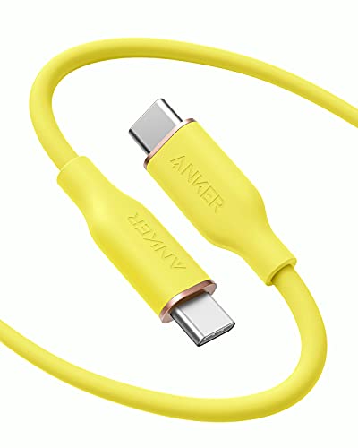 Anker PowerLine III Flow, USB-C auf USB-C Ladekabel 100W 180cm, Typ-C Kabel, Kompatibel mit MacBook Pro 2020, iPad Pro, iPad Air, Galaxy S20, Pixel, Switch, LG (in Sonnengelb) von Anker