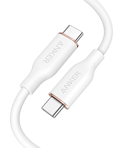 Anker PowerLine III Flow, USB-C auf USB-C Ladekabel 100W 90cm, Typ-C Kabel, Kompatibel mit iPad Mini 6. Gen,MacBook Pro 2020, iPad Pro 2020, iPad Air, Galaxy S20, Pixel, Switch, LG(in Schneeweiß) von Anker