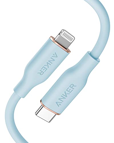 Anker Powerline III Flow, USB-C auf Lightning Ladekabel PD, kompatibel mit iPhone 13/13 Pro Max/12/11 Pro/X/XS/XR/8 Plus, AirPods Pro, 90cm, MFi-Zertifiziert, Silikagel (in Babyblau) von Anker