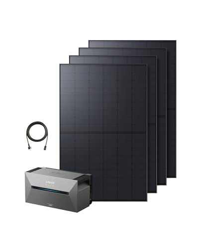 Anker SOLIX Balkonkraftwerk mit Speicher (1740W | 1600Wh), Solarbank 2 E1600 Pro (1600Wh), 4× RS40T Bifaziales Solarpanel (435W), Typ-N Bifaziales Solarpanel, 4 MPPT, 1000W AC, Plug&Play von Anker