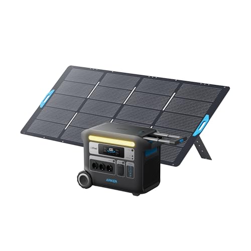 Anker SOLIX F2000 Solargenerator, 767 GaNPrime PowerHouse 2048Wh mit 1x 400W Solarpanel, tragbare Powerstation mit 2300W AC Ausgang und LifePO4 Akku für Zuhause, Camping, Wohnmobil von Anker