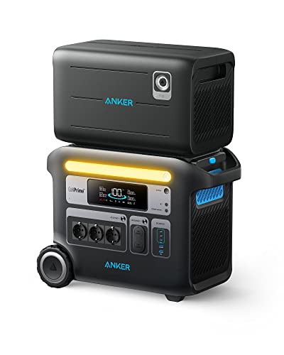 Anker SOLIX F2000 tragbare Powerstation, PowerHouse 767 mit 760 Zusatzakku, 4096Wh LiFePO4 Batterie mit 3 AC Steckdosen 2300W Max, GaNPrime PowerHouse Solargenerator für Outdoor, Stromausfälle von Anker