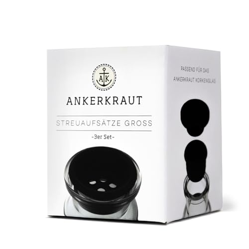 Ankerkraut Streueraufsätze für Korkengläser zum einfachen Dosieren, 3-er Set groß, 6 mm Lochgröße von Ankerkraut