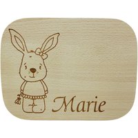 Brett Frühstücksbrett Schneidebrett Kinderbrett Geschenk Geburtstag Weihnachten Küche Junge Mädchen Hase Name Namensbrett Holz Braun von AnkeskreativeSuite