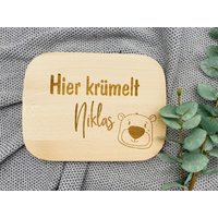 Frühstücksbrett Personalisiert Bär Schneidebrett Kinderbrett Geschenk Geburtstag Weihnachten Junge Mädchen Name Namensbrett Holz Braun von AnkeskreativeSuite
