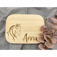 Frühstücksbrett Personalisiert Kind Schneidebrett Pferde Frühstücksbrett Personalisiert Kind Schneidebrett Pferde von AnkeskreativeSuite