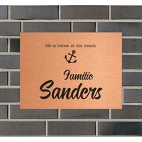 Haustürschild Klingelschild Namensschild Eingangsschild Pokalschild Briefkastenschild Türschild Familie Gravur Schild Kupfer Schwarz Klingel von AnkeskreativeSuite