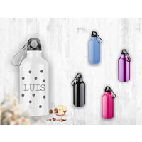 Personalisierte Trinkflasche Geschenk Punkte Weiß Schwarz von AnkeskreativeSuite