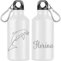 Trinkflasche Personalisiert Mit Namen Kindergarten Flasche Karabiner Aluminium 400Ml Geschenk Taufe Geburtstag Schule Sport Delfin von AnkeskreativeSuite