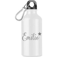 Trinkflasche Personalisiert Mit Namen Kindergarten Flasche Karabiner Aluminium 400Ml Geschenk Taufe Geburtstag Schule Sport Stern von AnkeskreativeSuite