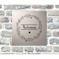 Türschild Personalisiert Blumenkranz Herz Haustürschild Klingelschild Türschild Personalisiert Blumenkranz Herz Haustürschild Klingelschild von AnkeskreativeSuite