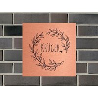 Türschild Personalisiert Blumenkranz Herzen Haustürschild Klingelschild von AnkeskreativeSuite