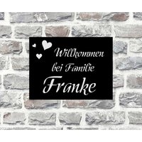 Türschild Personalisiert Haustürschild Klingelschild Acryl Schwarz Weiß von AnkeskreativeSuite