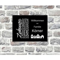 Türschild Personalisiert Haustürschild Klingelschild Acryl Schwarz Weiß von AnkeskreativeSuite