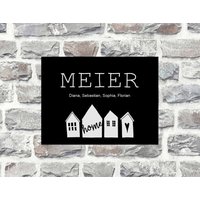Türschild Personalisiert Haustürschild Klingelschild Acryl Schwarz Weiß von AnkeskreativeSuite