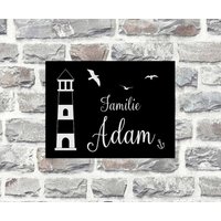 Türschild Personalisiert Haustürschild Klingelschild Acryl Schwarz Weiß von AnkeskreativeSuite