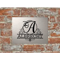 Türschild Personalisiert Haustürschild Klingelschild Acryl Silber Schwarz von AnkeskreativeSuite