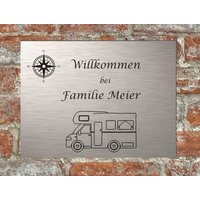 Türschild Personalisiert Haustürschild Klingelschild Acryl Silber Schwarz von AnkeskreativeSuite