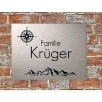 Türschild Personalisiert Haustürschild Klingelschild Acryl Silber Schwarz von AnkeskreativeSuite