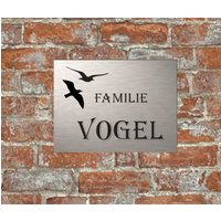 Türschild Personalisiert Haustürschild Klingelschild Acryl Silber Schwarz von AnkeskreativeSuite