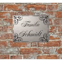 Türschild Personalisiert Haustürschild Klingelschild Acryl Silber Schwarz von AnkeskreativeSuite