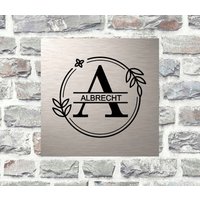Türschild Personalisiert Kranz Monogramm Haustürschild Klingelschild von AnkeskreativeSuite