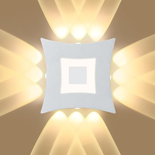 Ankey 18W LED Wandleuchte, Wasserdicht IP65 Warmweiß Wandlampe, Modern Aluminium LED Wandbeleuchtung Innen Außen für Schlafzimmer Wohnzimmer Korridor Treppen Eingang von Ankey