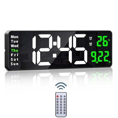 Ankilo 16in Wanduhr Digital,LED Digitale Wanduhr mit Fernbedienung,Uhrzeit, Datum, Wochentag und Temperatur auf demselben Bildschirm,Dimmen für Schlafzimmer, Wohnzimmer, Büro-Bunt Ankilo 16in Wanduhr Digital,LED Digitale Wanduhr mit Fernbedienung,Uhrzeit, Datum, Wochentag und Temperatur auf demselben Bildschirm,Dimmen für Schlafzimmer, Wohnzimmer, Büro-Bunt von Ankilo