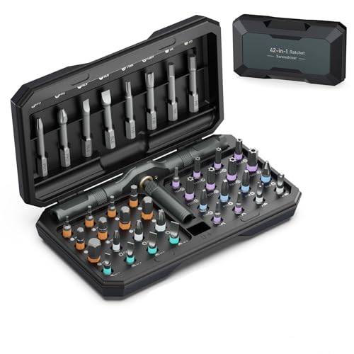 Ankilo 42-in-1 Magnet Knarrenkasten, Manuelles DIY Ratschenschlüssel Set, Multi-Bit-Magnet-Set mit abnehmbarem Ratschengriff, tragbares Reparaturwerkzeug-Set für Möbel, Computer, Schwarz Ankilo 42-in-1 Magnet Knarrenkasten, Manuelles DIY Ratschenschlüssel Set, Multi-Bit-Magnet-Set mit abnehmbarem Ratschengriff, tragbares Reparaturwerkzeug-Set für Möbel, Computer, Schwarz von Ankilo