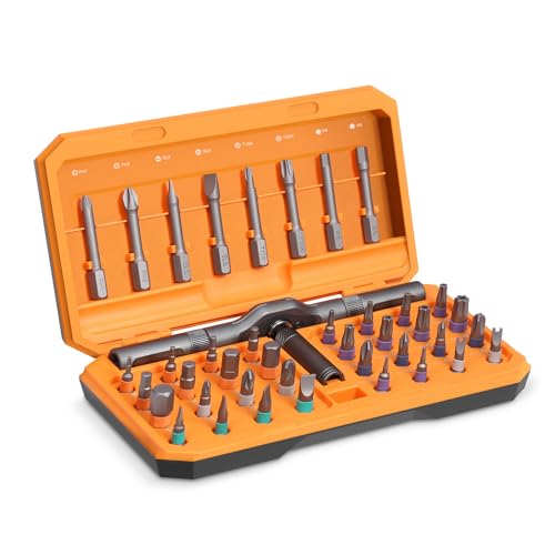 Ankilo 42-in-1 Magnet Schraubendreher Set, Manuelles DIY ratschenschraubendreher, Multi-Bit Magnet Set mit abnehmbarem Ratschengriff, tragbares Reparaturwerkzeug-Set für Möbel, Computer,orange von Ankilo